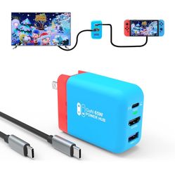 Mirabox 65W Portable Switch Dock Charger for Nintendo Switch, Compatible with OLED/Steam Deck/ROG Ally/Samsung Dex/iPad/MacBook, 4K 60Hz USB C TV Dock