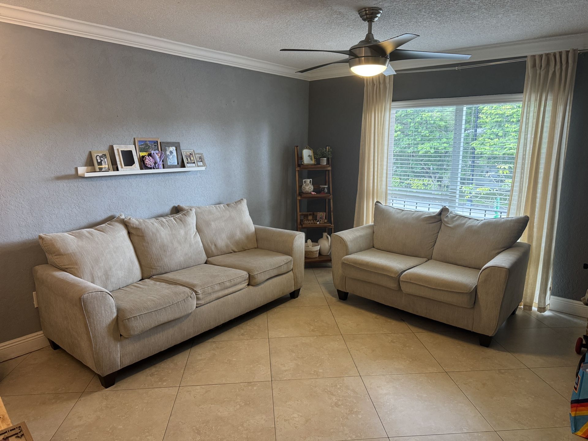 Beige Sofa & Loveseat Set – Comfortable, Clean, and Ready for a New Home 