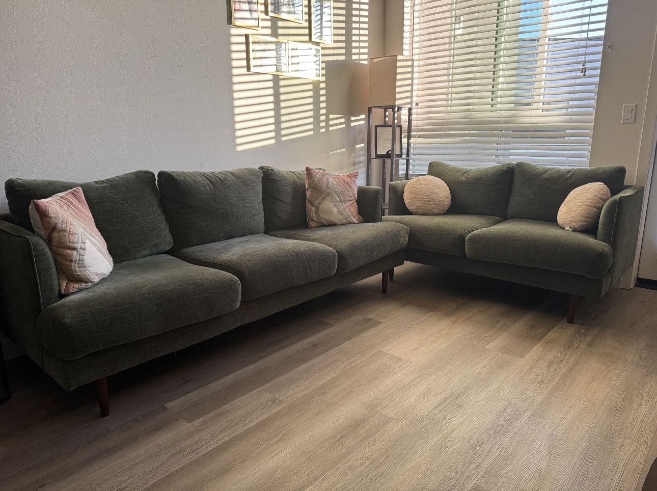 Marques Heritage Green Fabric 2 Piece Sofa & Loveseat Set