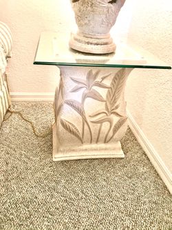 Beautiful Carved  Stone Like Side Table 