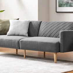 C-DG  76.4" Futon Sofa Bed, Couch, Loveseat, Sleeper Sofa, Mid Century Modern Futon Couch, Sofa Cama, Couches for Living Room (Dark Gray Fabric)