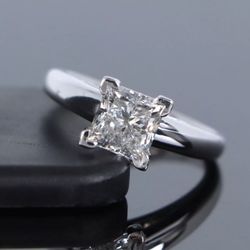 GSI Report 14K White Gold Princess Cut Diamond 2.16CT Solitaire Engagement Ring 