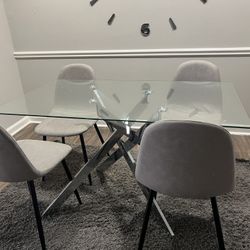dining table and chairs set - glass , grey