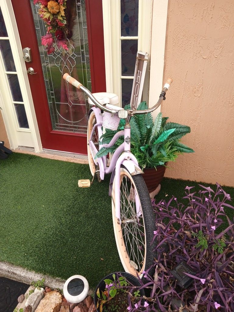 Purple Beach Cruiser Bike