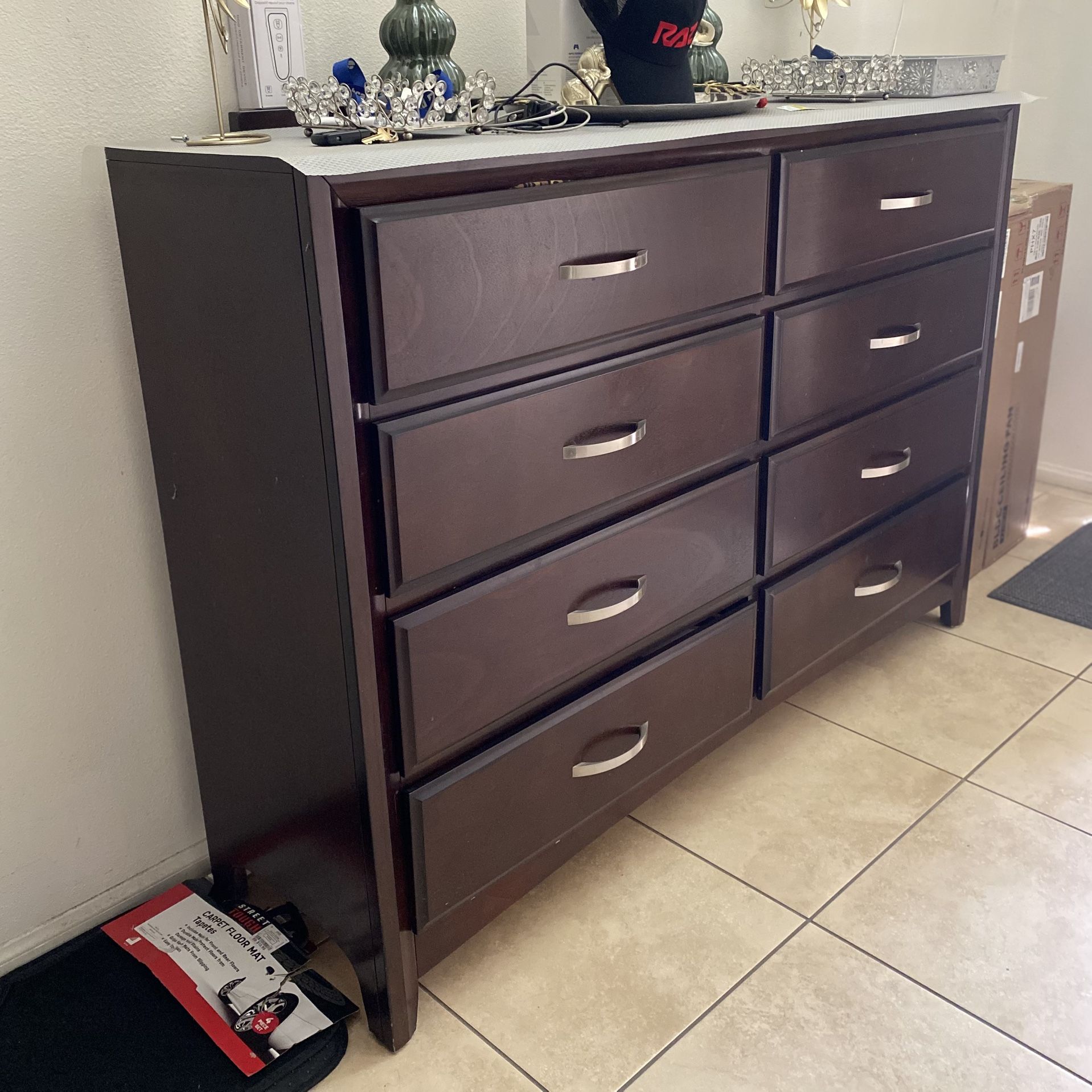 Brown Dresser With Mirror