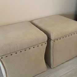 Upholstered Storage Ottoman (set of 2)