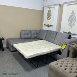 FALKIRK STEEL 2-PIECE LAF SECTIONAL WITH CHAISE AND SLEEPER