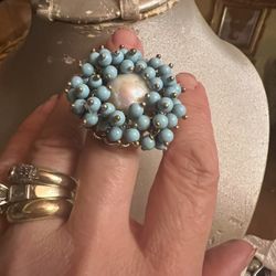 Designer  Sterling Silver 20grams 925 Peatland Turquoise Beautiful Ring 