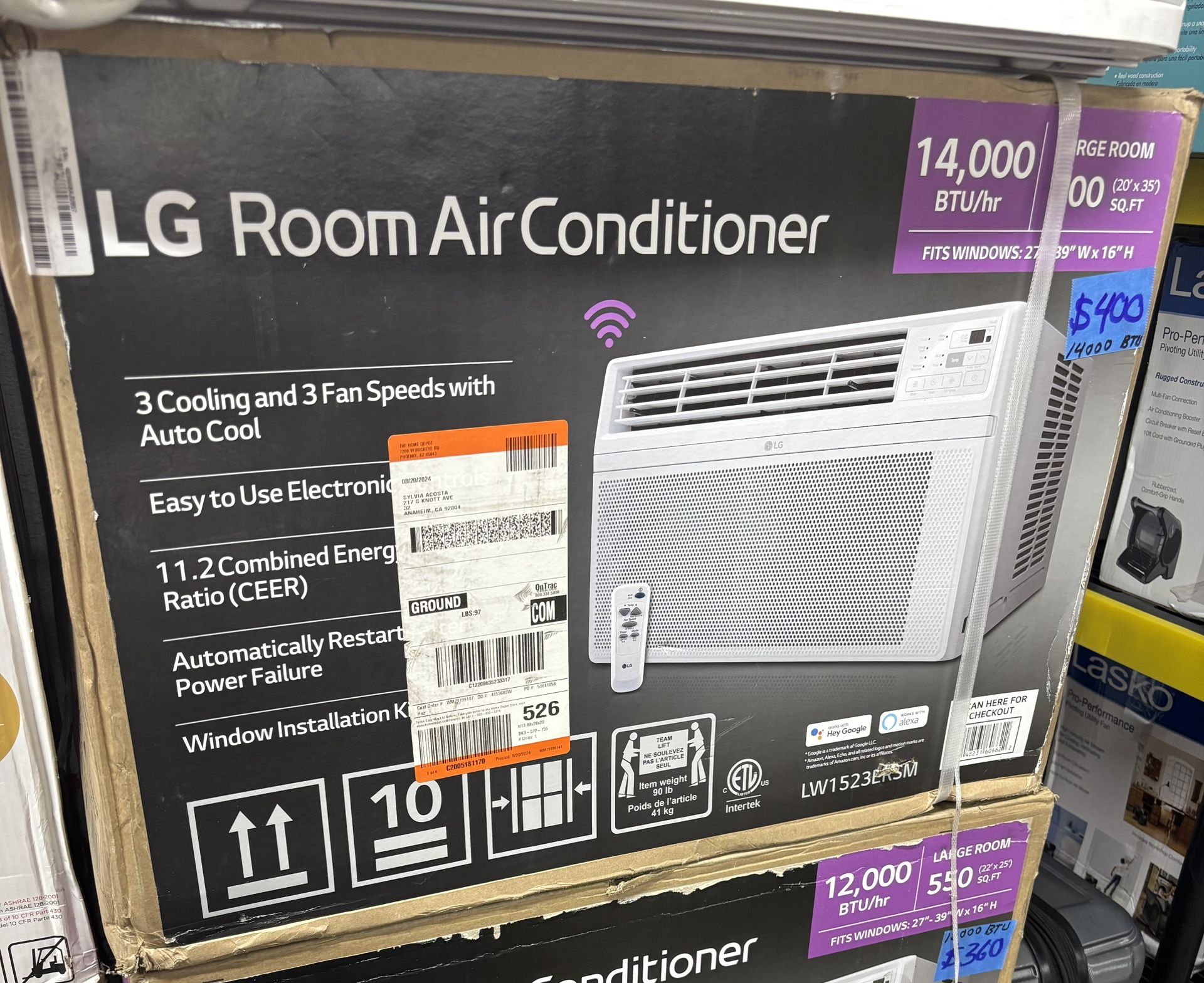 14,000 BTU 115V Window Air Conditioner Cools 700 sq. ft. with Wi-Fi, Remote, Dehumidifier