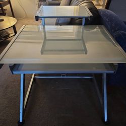 2 Tier Frosted Glass Desk
