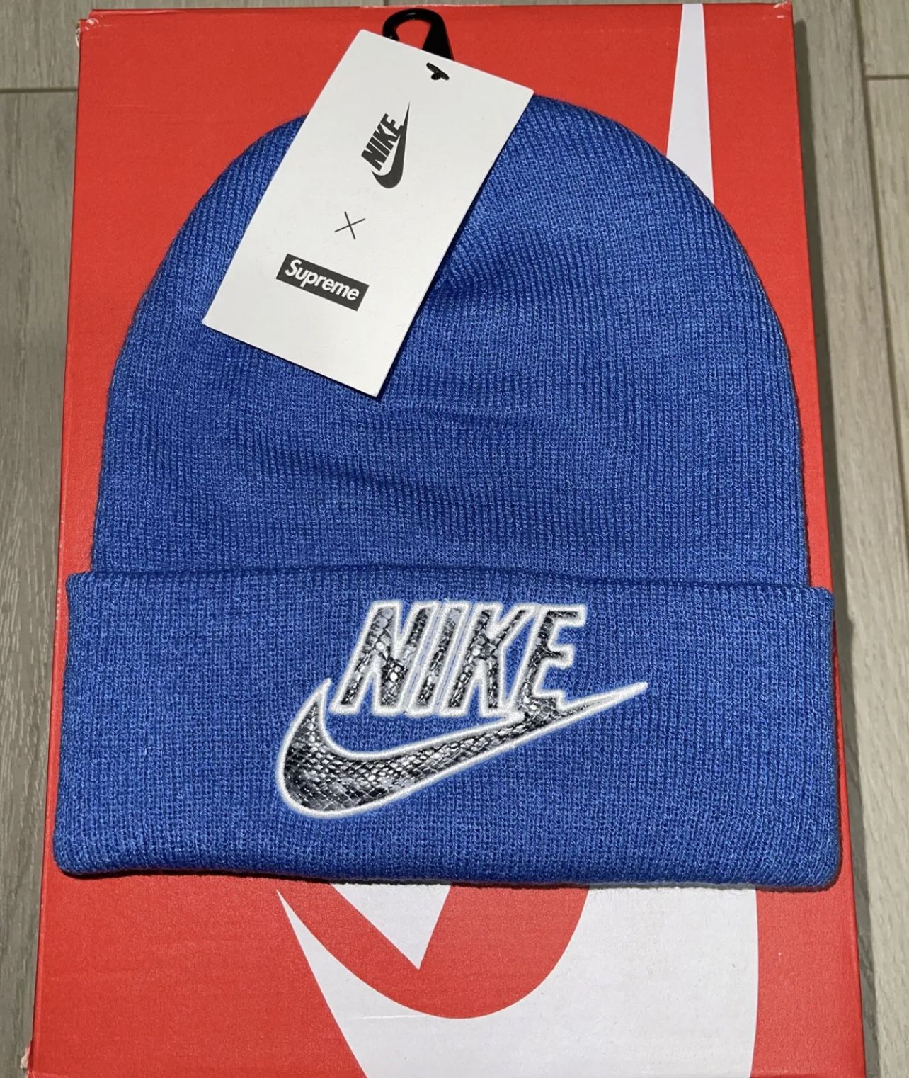 Supreme X Nike Snakeskin Beanie Cap Blue SS21 Supreme New York 2021