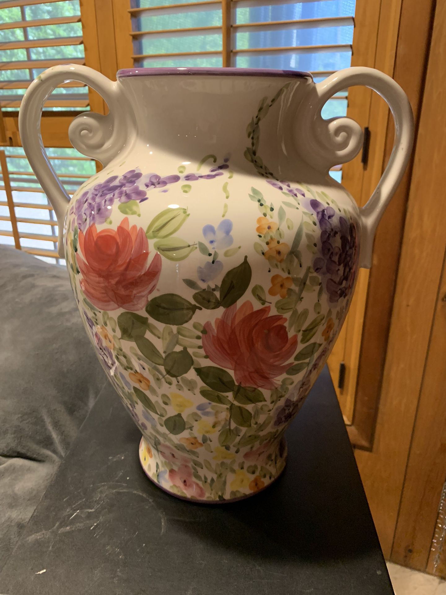 Beautiful Colorful Flowered Vase 16 inches