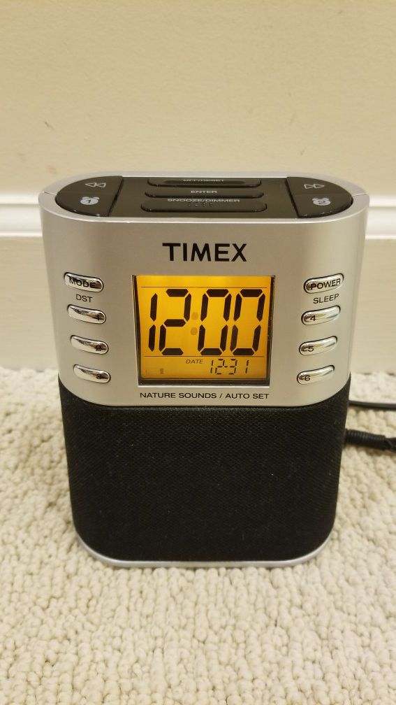 Timex Auto Set AM/FM Alarm Clock Radio with Nature Sounds ~ T308S