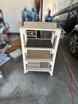 White Wooden Shelving Unit with Slatted Top