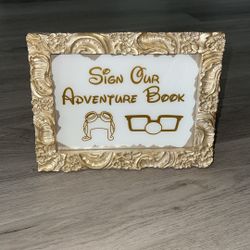 Disney UP guest book signage with frame 
