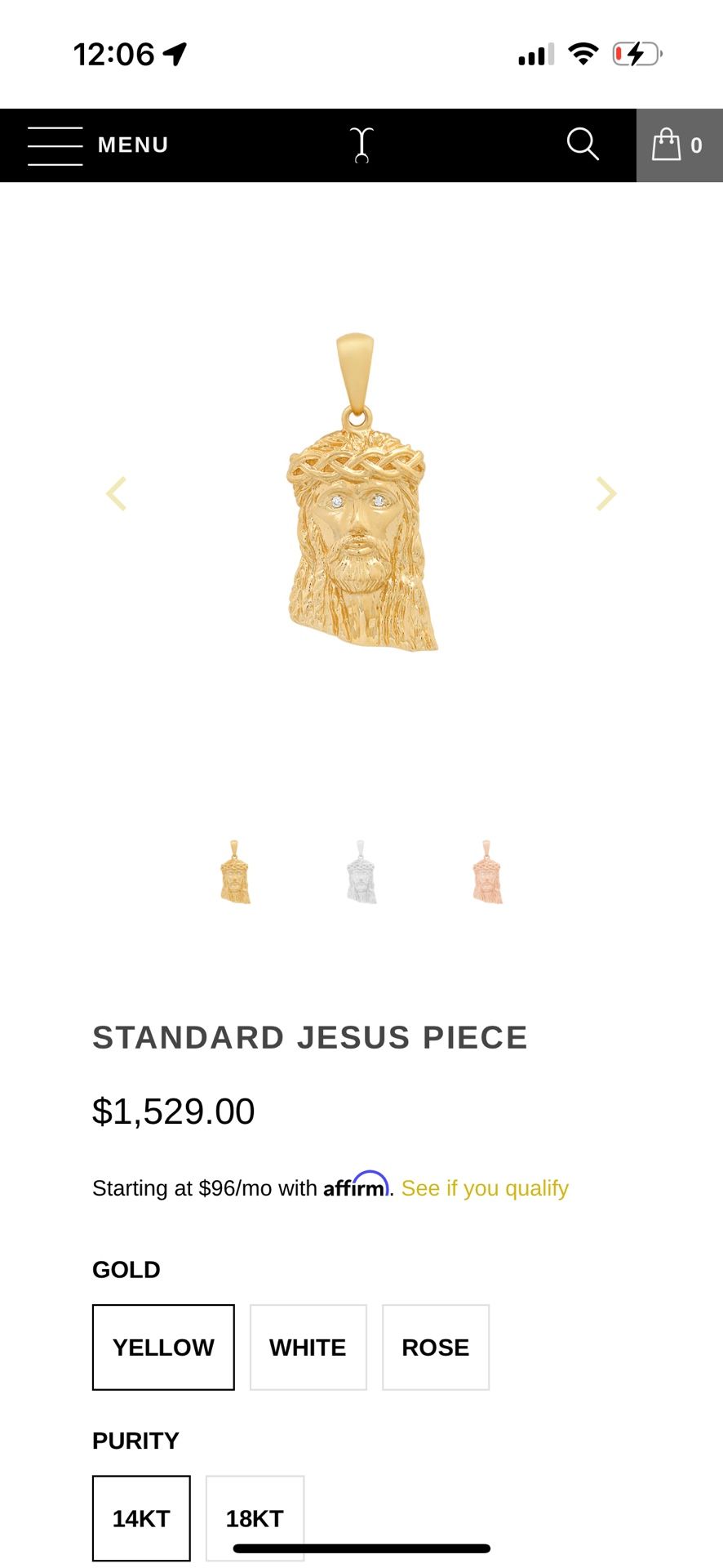 Solid 14k Jesus Piece