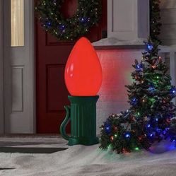 3 ft. Battery Operated LED Jumbo Red Bulb Holiday Yard Decor Prop Home Accents