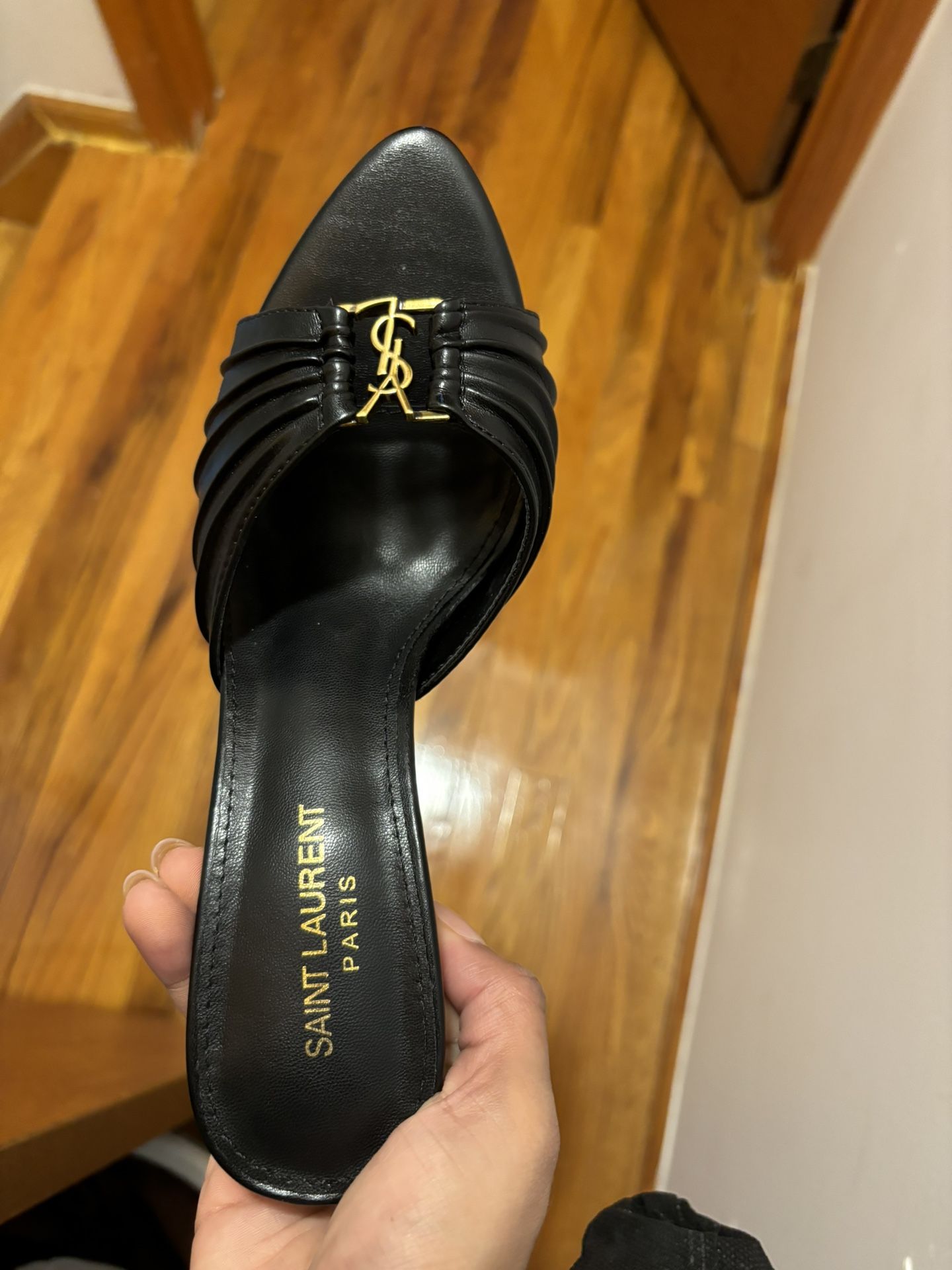 Inspired by Saint Laurent Black Leather Mules