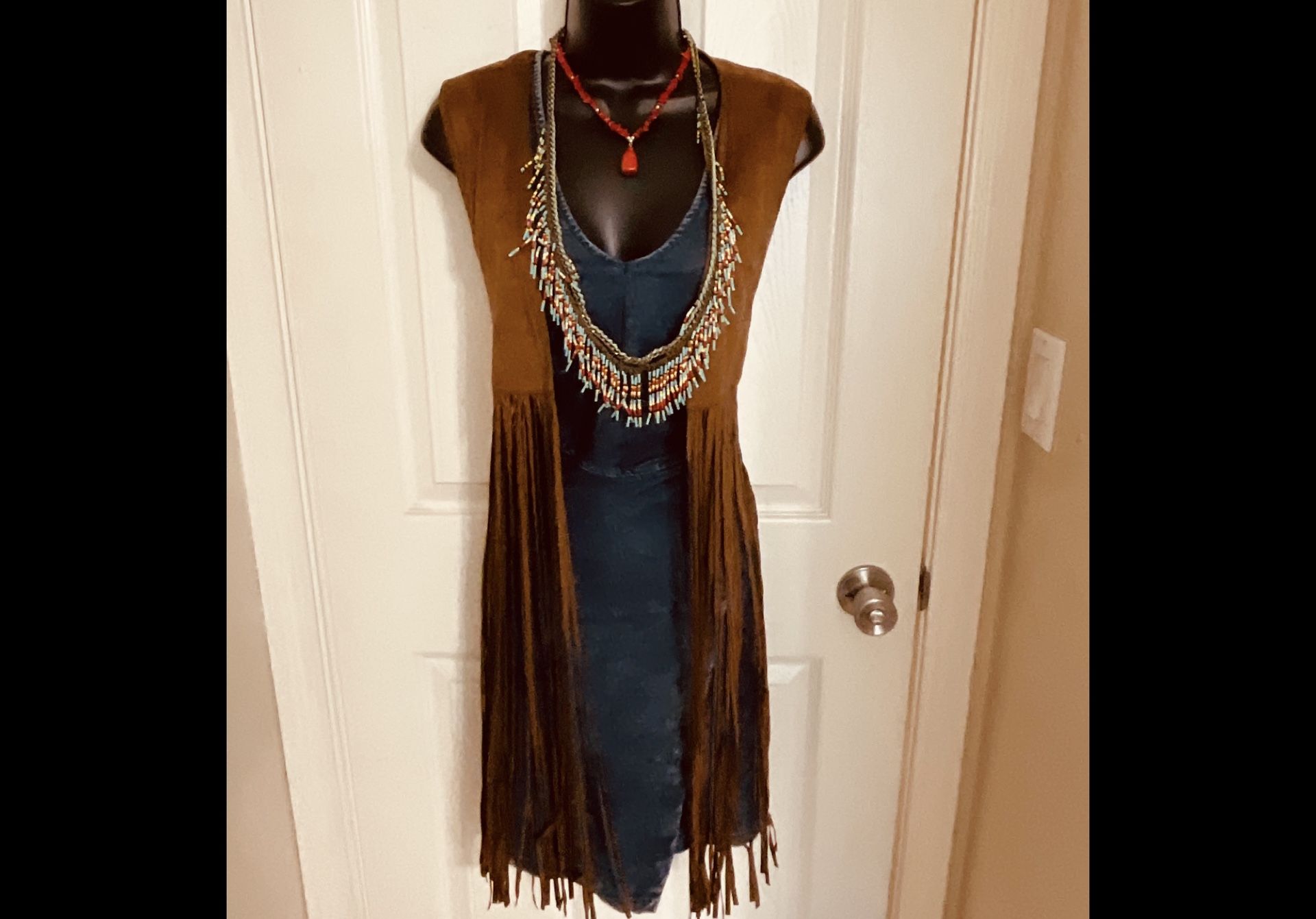 Brown Long Fringe Vest