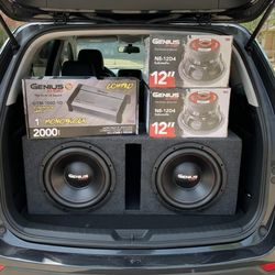 New 12” Genius Audio Subwoofers Amplifier Vented Ported Box