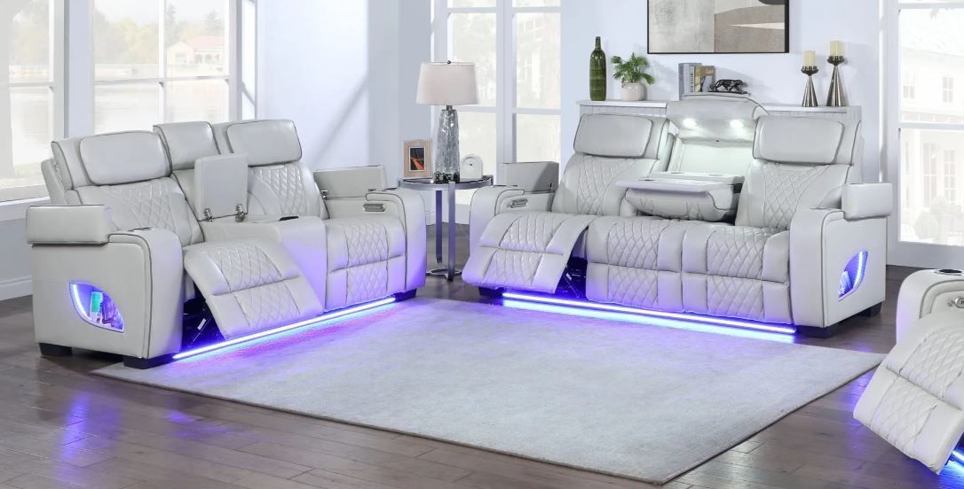 New electric LED heated massage recliner 2pc sofa loveseat living room special