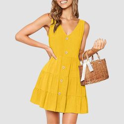 Comfy And Ready Baby Doll Mini SunDress in Mustard Gold