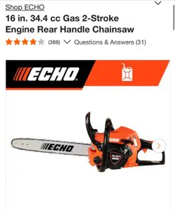 ECHO 16 in. 34.4 cc Gas 2-Stroke Engine Rear Handle Chainsaw