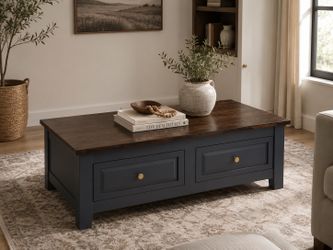 Refinished Charcoal Gray Coffee Table with Storage