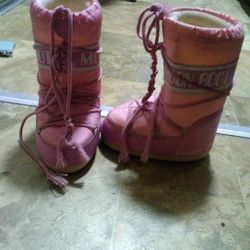 Kid/Girl Pink And White Moon Boots 
