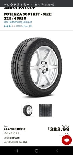 POTENZA S001 RFT - SIZE: 225/45R18