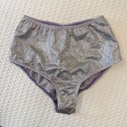 High Waisted Fun Sparkling Silver/lavender Bottoms