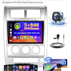 Roinvou 2+64G Android 10.1" Touch Screen for Jeep Liberty 2008-2012 with Wireless CarPlay Android Auto WiFi Bluetooth GPS Navigation FM RDS Radio Back