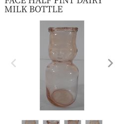 Vintage Depression Pink Glass Half Pint Baby Bottles