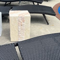 Outdoor Travertine Side Table 