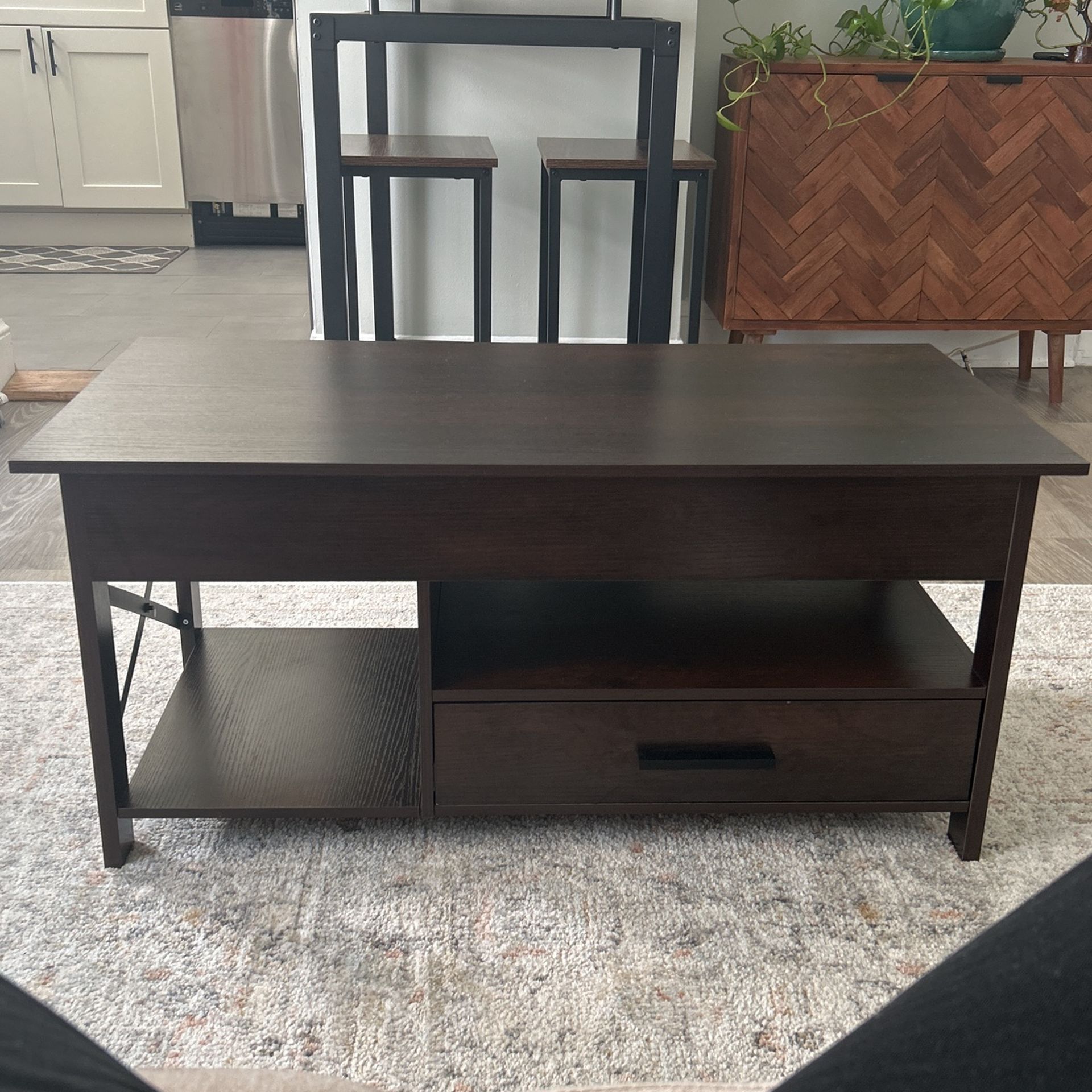 Dark Wooden Table With Storage
