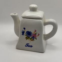 Miniature Teapot White With Flowers