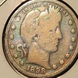 1898 barber Toned Quarter