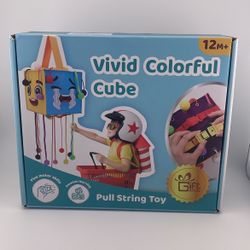 Pull String Sensory Toys for Toddlers, Montessori Activity Cube
