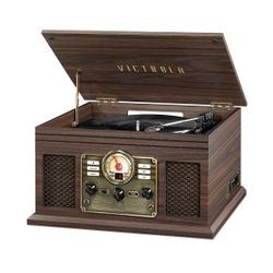 Victrola Quincy 6-in-1 Nostalgic Record Player Espresso 