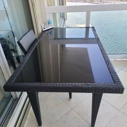 Patio table, glass and 2 chairs included!!!