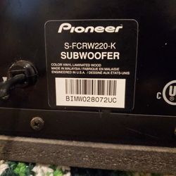Use Pioneer Subwoofer S-fcrw220-k Very Good Condition 