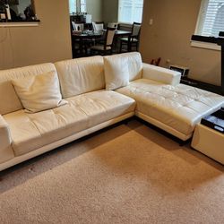 Kasala white leather sectional sofa