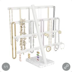 New white and marble jewelry organizer stand