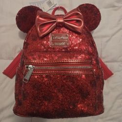 Loungefly Disney Minnie Mouse Red Sequin Mini Backpack
