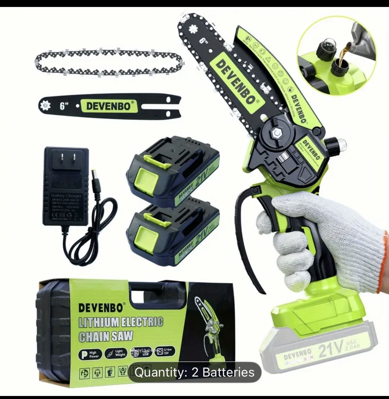Mini Chainsaw Cordless 6-inch, Handheld Electric Power Chain Saw, for Tree Trimming Wood Cutting, Best Gifts for Dad, Husband. Tools for man, camping 