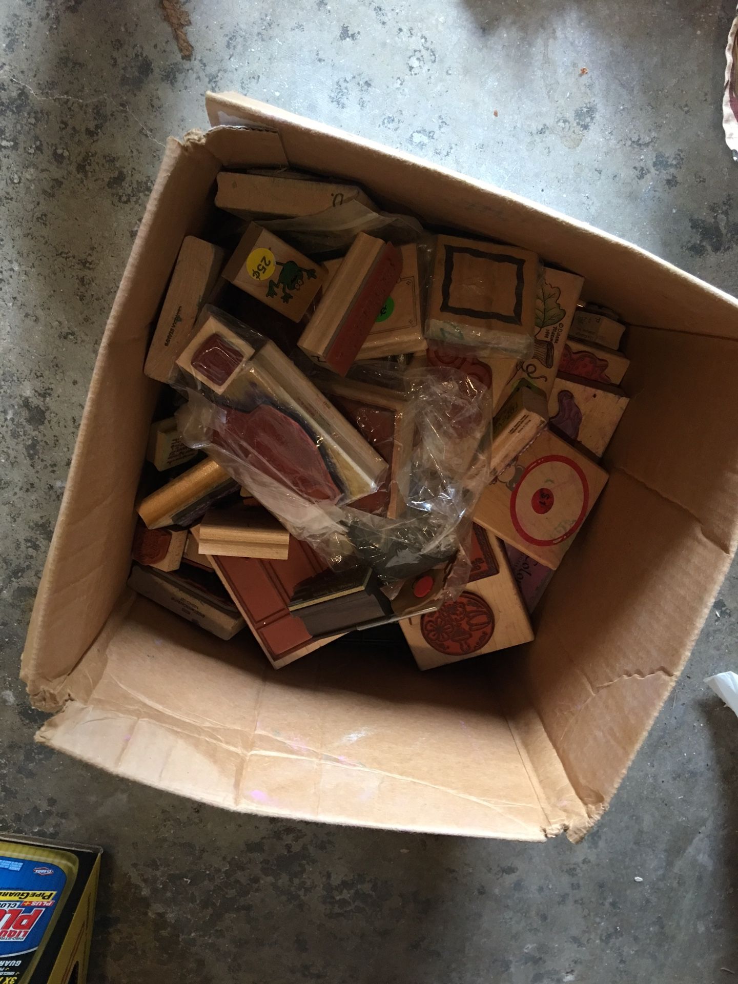 Huge box of wooden stamps