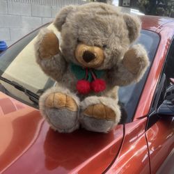 jcPenney 22" Plush Tan Teddy Bear Christmas Holiday Collectible Green Bow