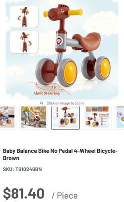 Baby Balance Bike No Pedal 4-Wheel Bicycle
