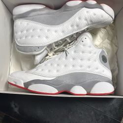 Jordan 13 “wolf Grey” Red And White Size 10