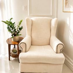 ✨ Elegant Linen Wingback Rocker – Pottery Barn Style ✨